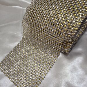1 Yard Gold and Silver Diamond Mesh Roll